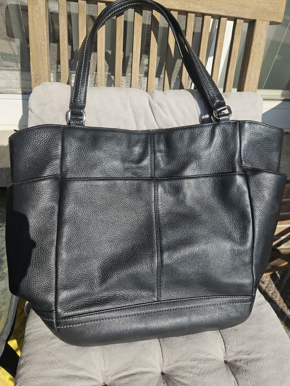 Coach Black Pebbled Leather Shoulder Tote